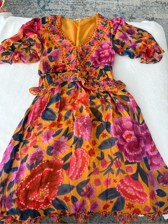 FARM Rio Dresses & Skirts - FARM RIO Women’s Floral Dream Short Sleeve Midi Dress Yellow Size S D79